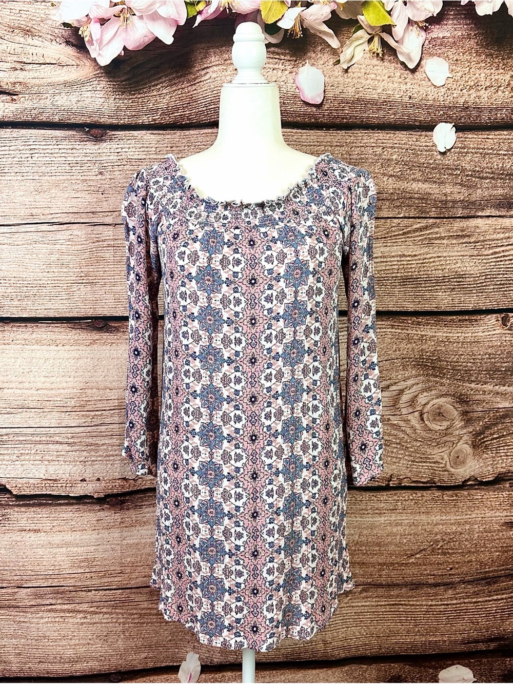 Ultra Flirt Women’s Rayon Multicolored Boho Novelty Abstract Print Blouse Tunic